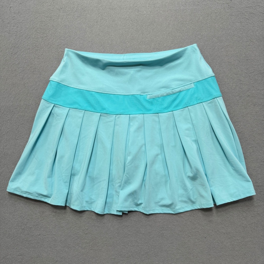 NEW Lucky In Love Skirt Women's Small Aqua Mesh Panel Pleated Pull On Activewear